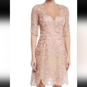 Marchesa Notte Blush Pink Lace Embroidered Dress New Tags Sz 6